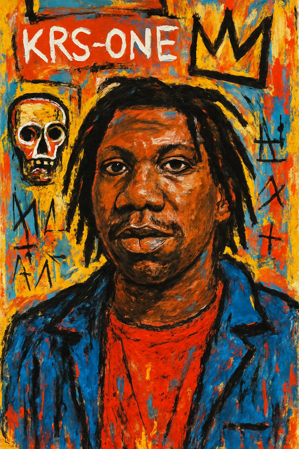 KRS One portrait – Basquiat Style Digital Art Print (Instant Download)