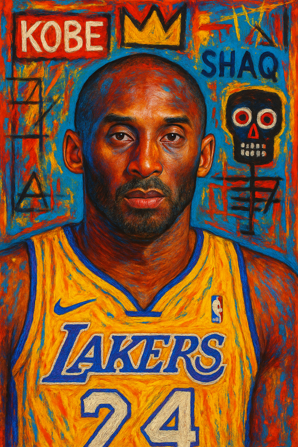 Kobe Bryant portrait – Basquiat Style Digital Art Print (Instant Download)