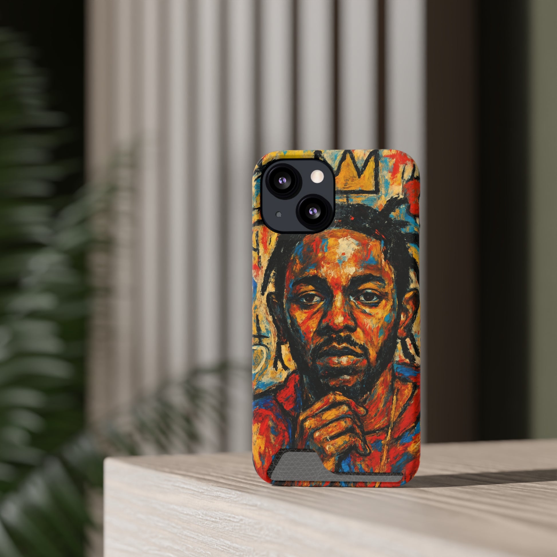Kendrick Lamar Phone Case, Artistic Basquiat Style Card Holder Cover, Gift for Hip-Hop Fans, K Dot Unique Phone Accessory, Music Lover Essential