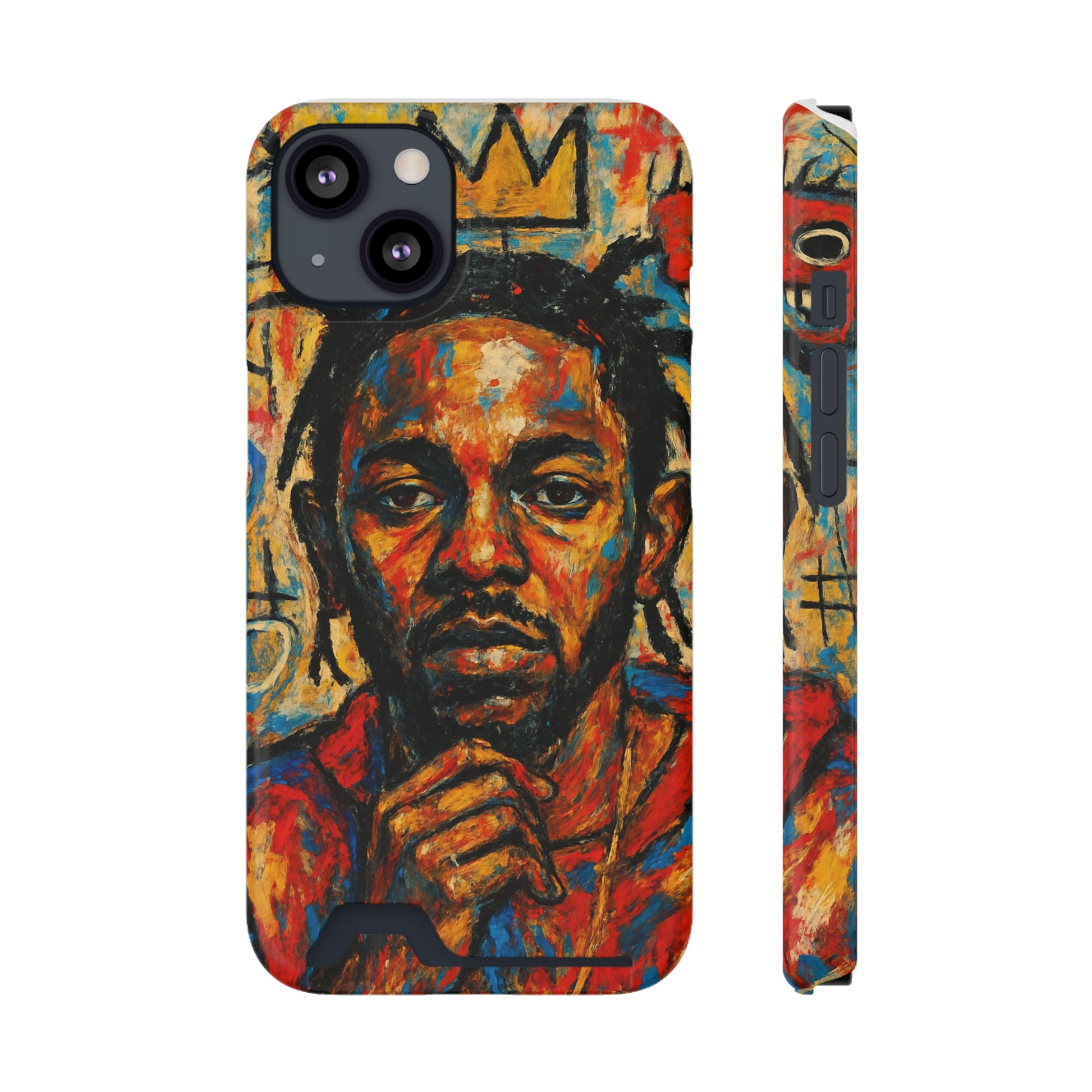 Kendrick Lamar Phone Case, Artistic Basquiat Style Card Holder Cover, Gift for Hip-Hop Fans, K Dot Unique Phone Accessory, Music Lover Essential