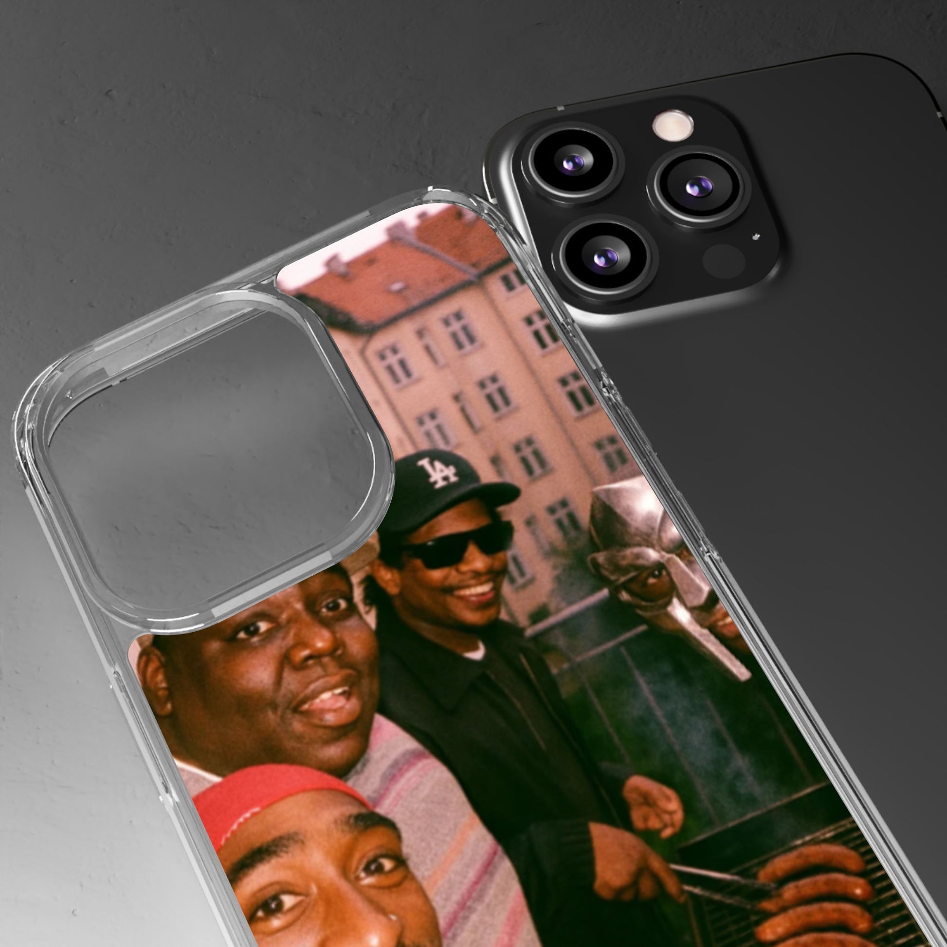 Hip-Hop Legends Clear Case for iPhone, Vintage Rapper Phone Cover, Clear TPU Case, Music Lover Gift, Pop Culture Accessories