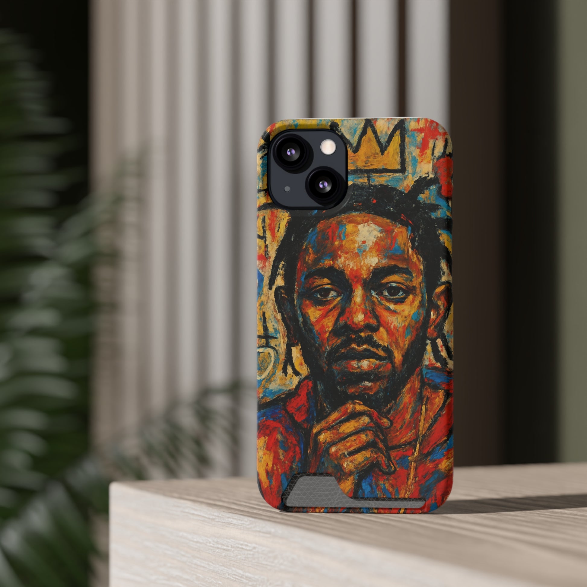 Kendrick Lamar Phone Case, Artistic Basquiat Style Card Holder Cover, Gift for Hip-Hop Fans, K Dot Unique Phone Accessory, Music Lover Essential