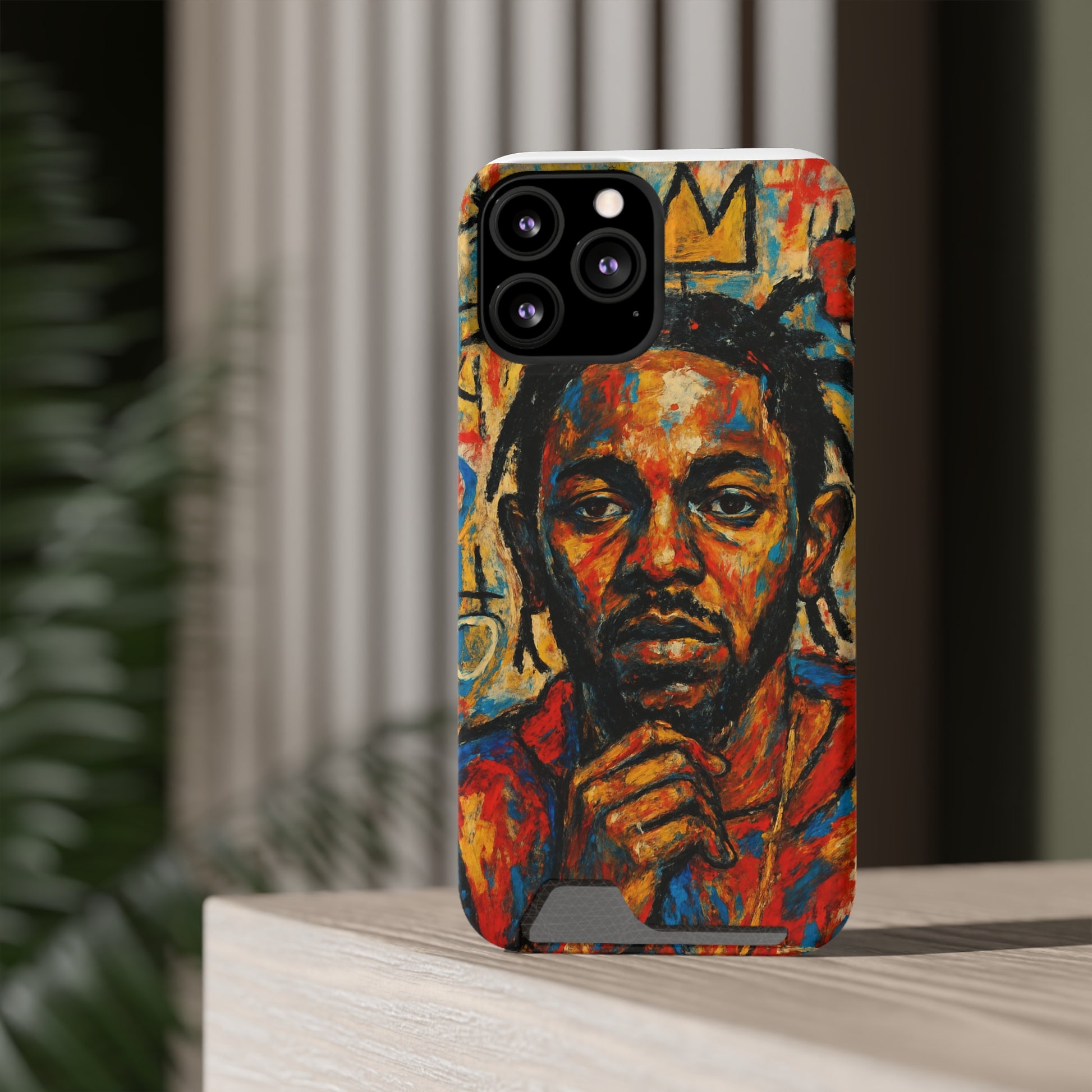 Kendrick Lamar Phone Case, Artistic Basquiat Style Card Holder Cover, Gift for Hip-Hop Fans, K Dot Unique Phone Accessory, Music Lover Essential