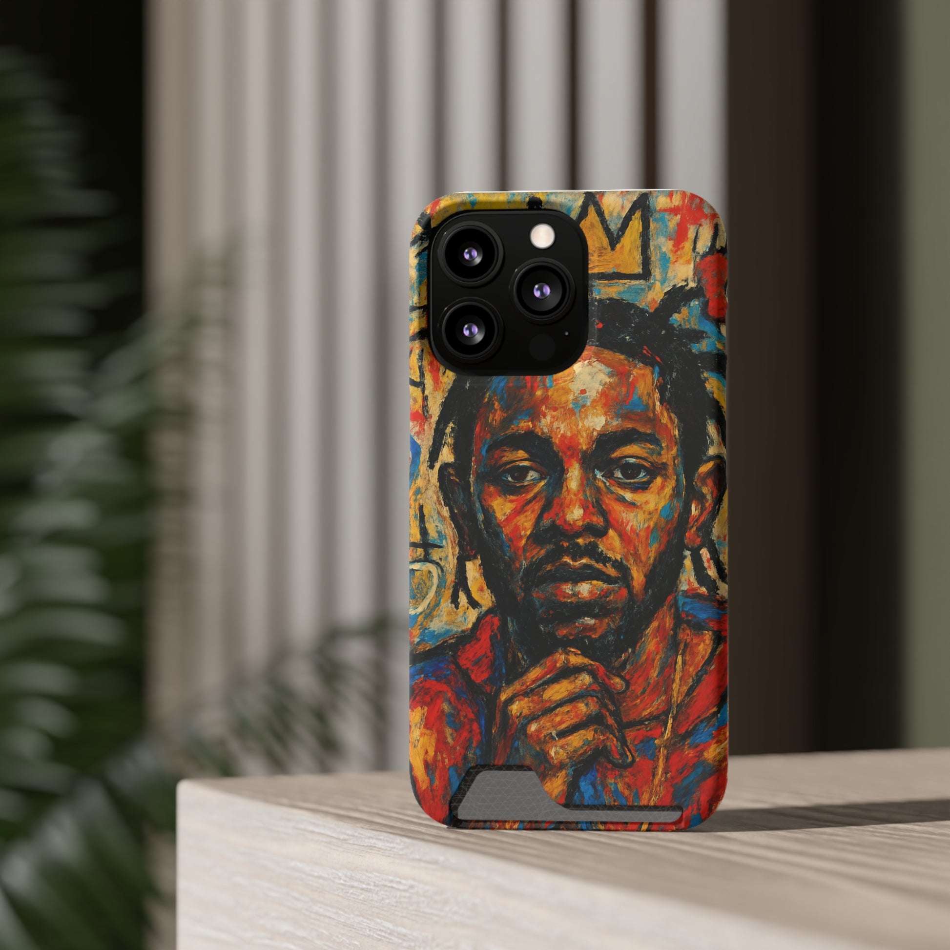 Kendrick Lamar Phone Case, Artistic Basquiat Style Card Holder Cover, Gift for Hip-Hop Fans, K Dot Unique Phone Accessory, Music Lover Essential
