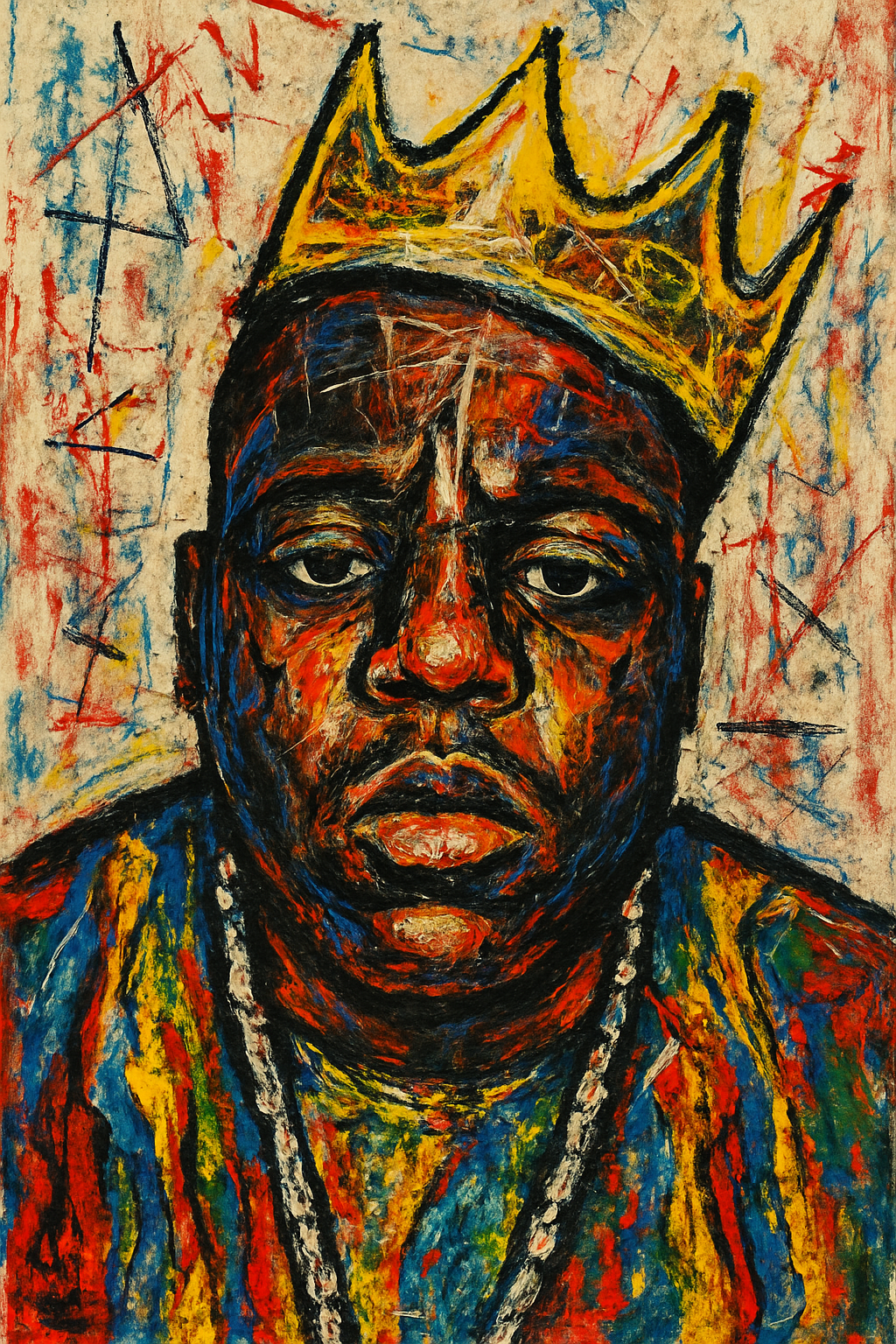 Notorious Big portrait – Basquiat Style Digital Art Print (Instant Download) Biggie Smalls