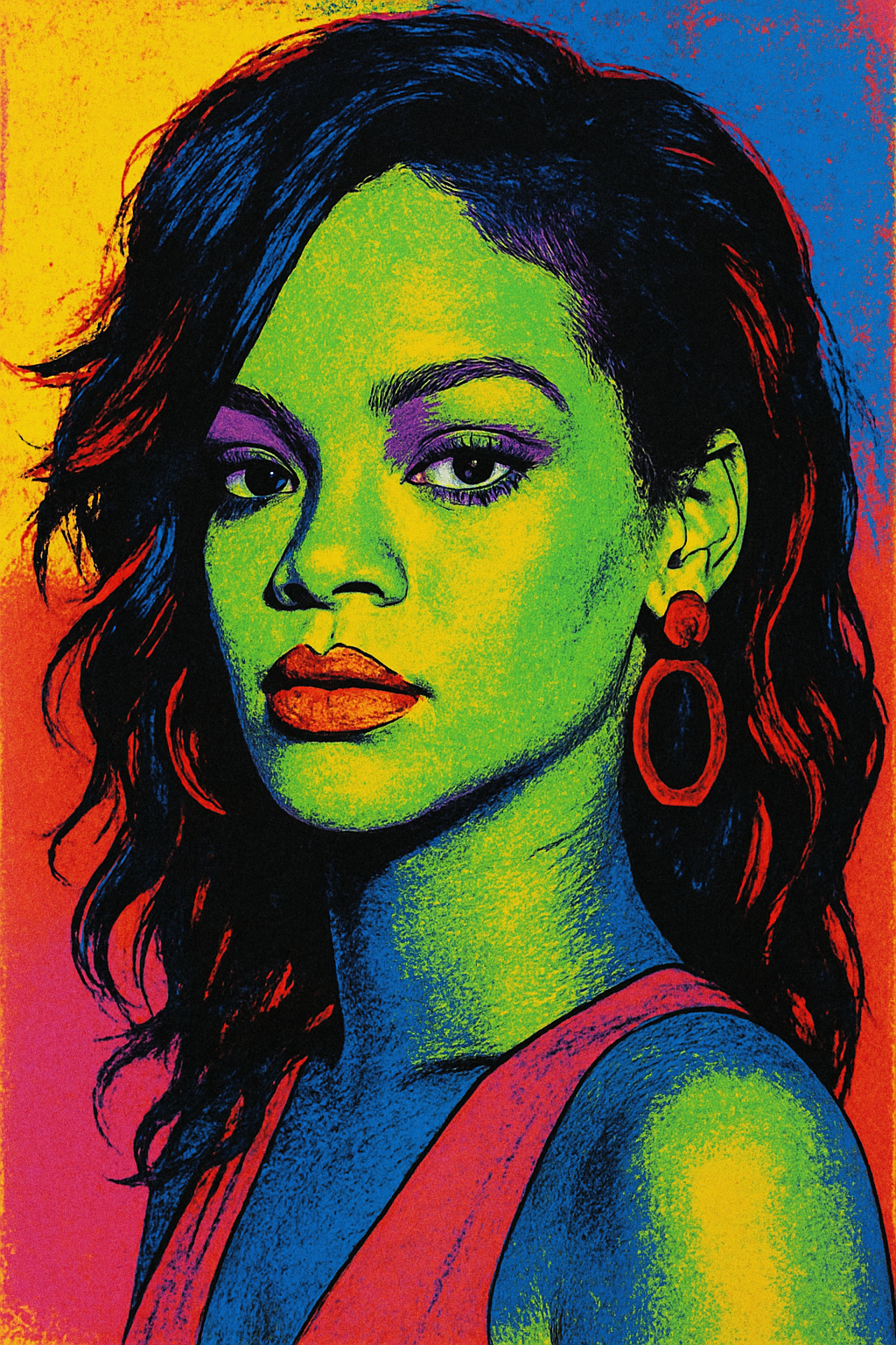 Rihanna Pop Art Digital Print – Warhol Style Pop Art Poster (Instant Download)