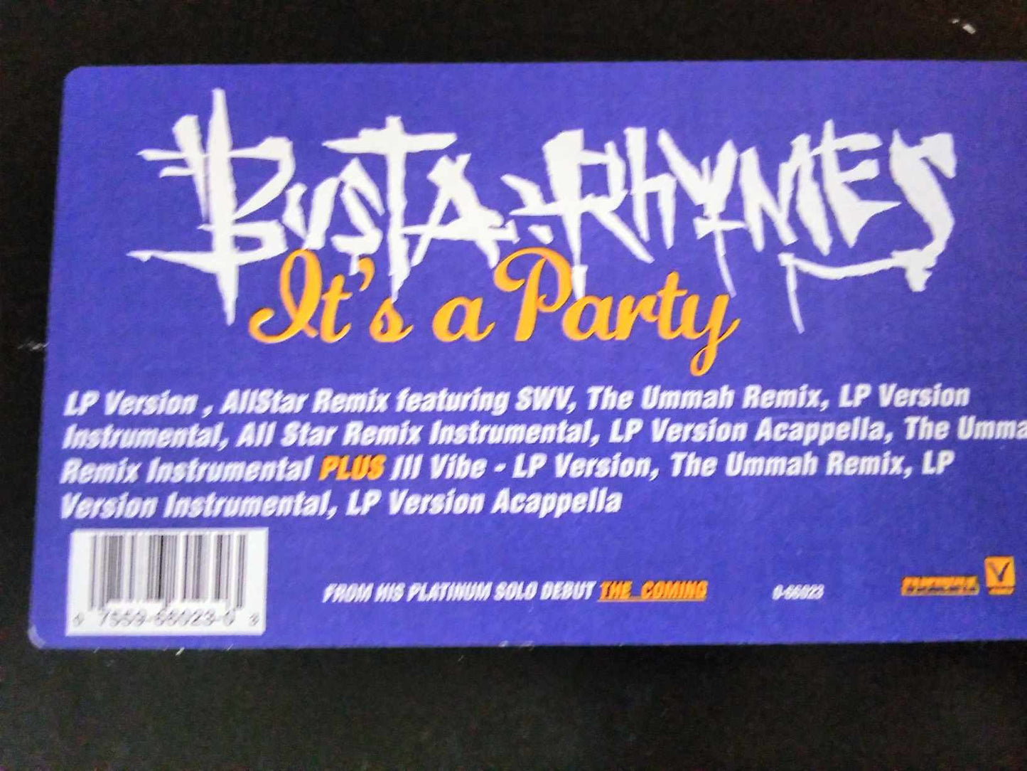 Busta Rhymes, Es un disco de vinilo Party / III Vibe, con SWV, Zhane y Q Tip - Primera edición 1996