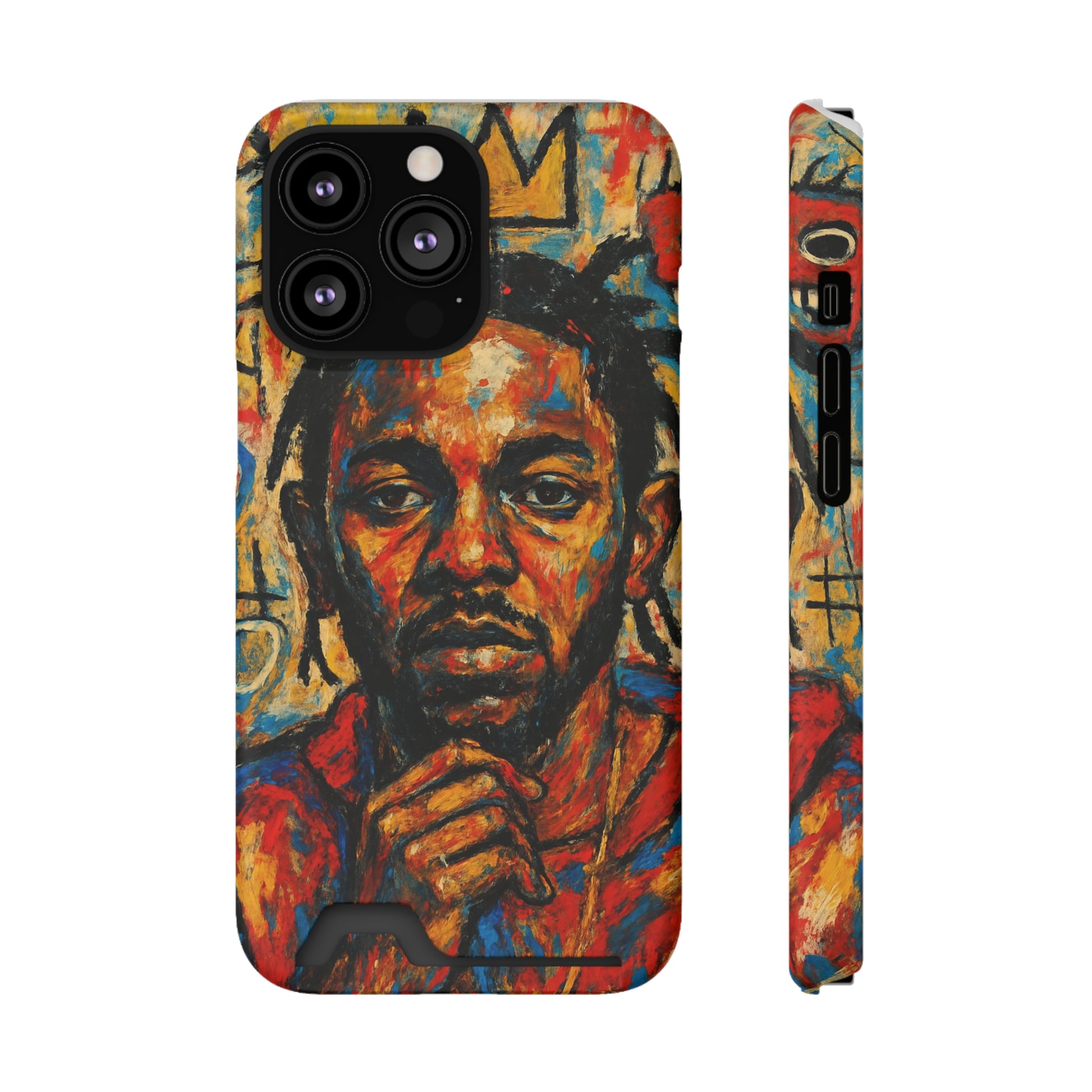 Kendrick Lamar Phone Case, Artistic Basquiat Style Card Holder Cover, Gift for Hip-Hop Fans, K Dot Unique Phone Accessory, Music Lover Essential