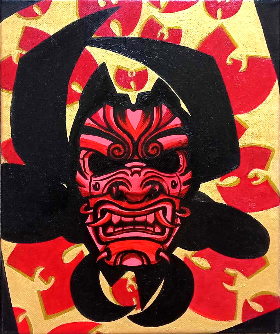 Oni Japanese mask inspired Wu Tang canvas