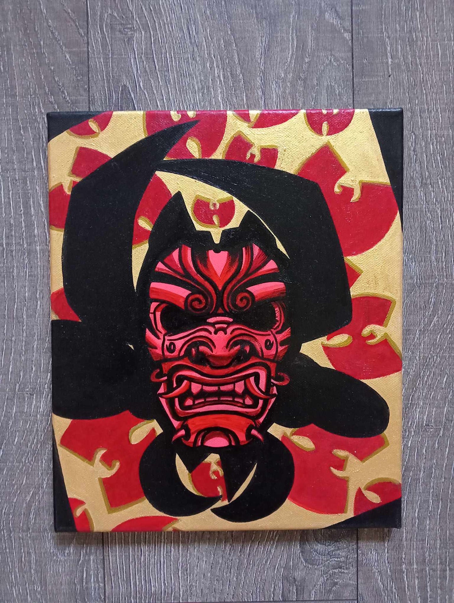 Oni Japanese mask inspired Wu Tang canvas