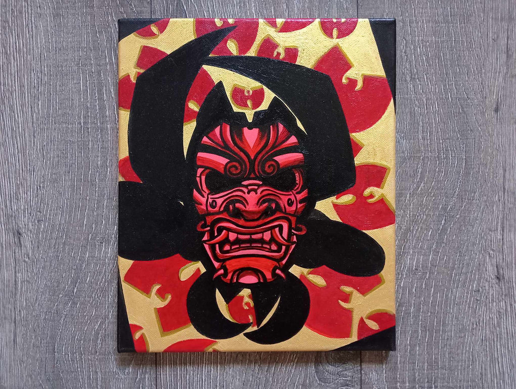 Oni Japanese mask inspired Wu Tang canvas