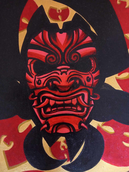 Oni Japanese mask inspired Wu Tang canvas