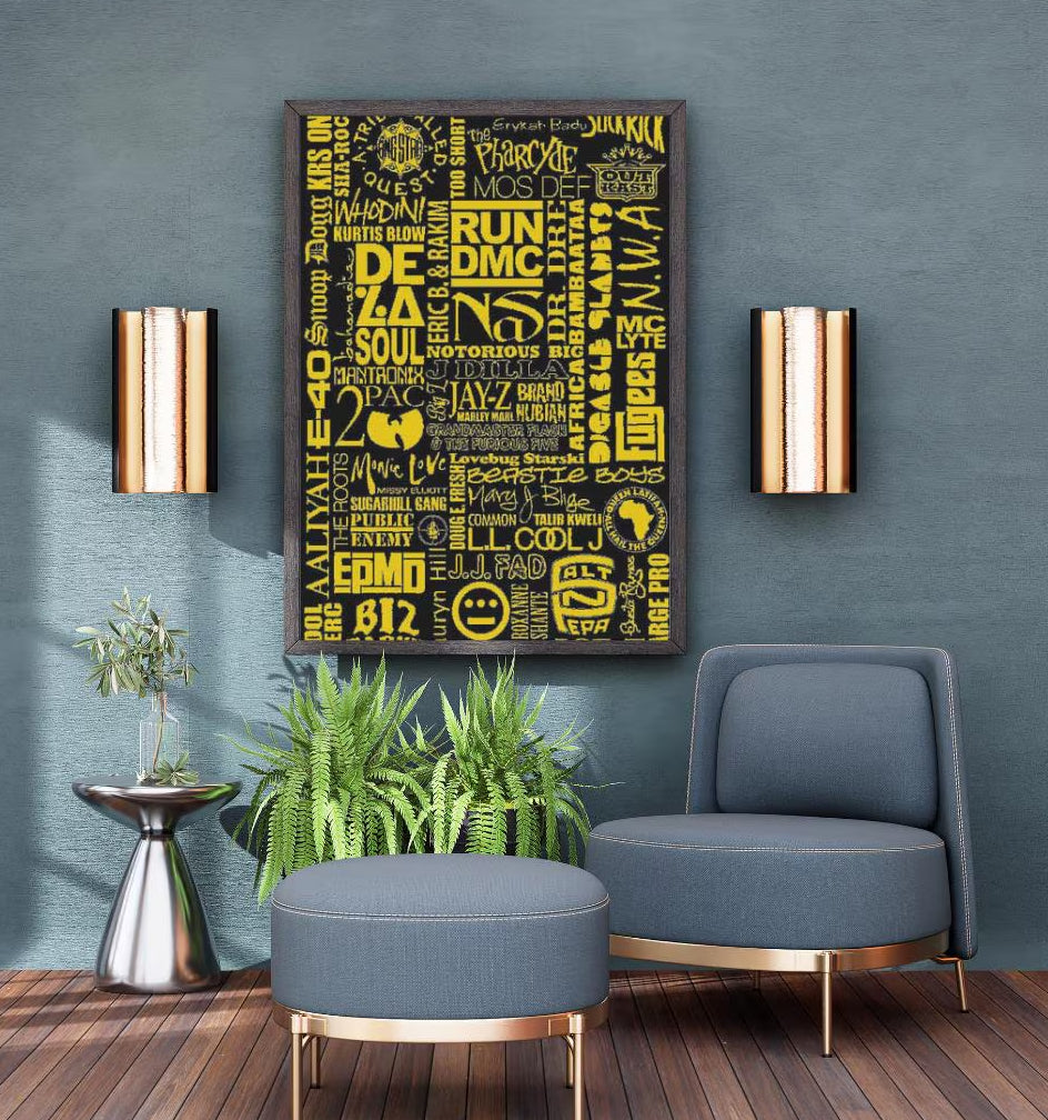 Hip Hop Legends Poster - Iconic Rappers logos collage - Digital Download - Digital Print