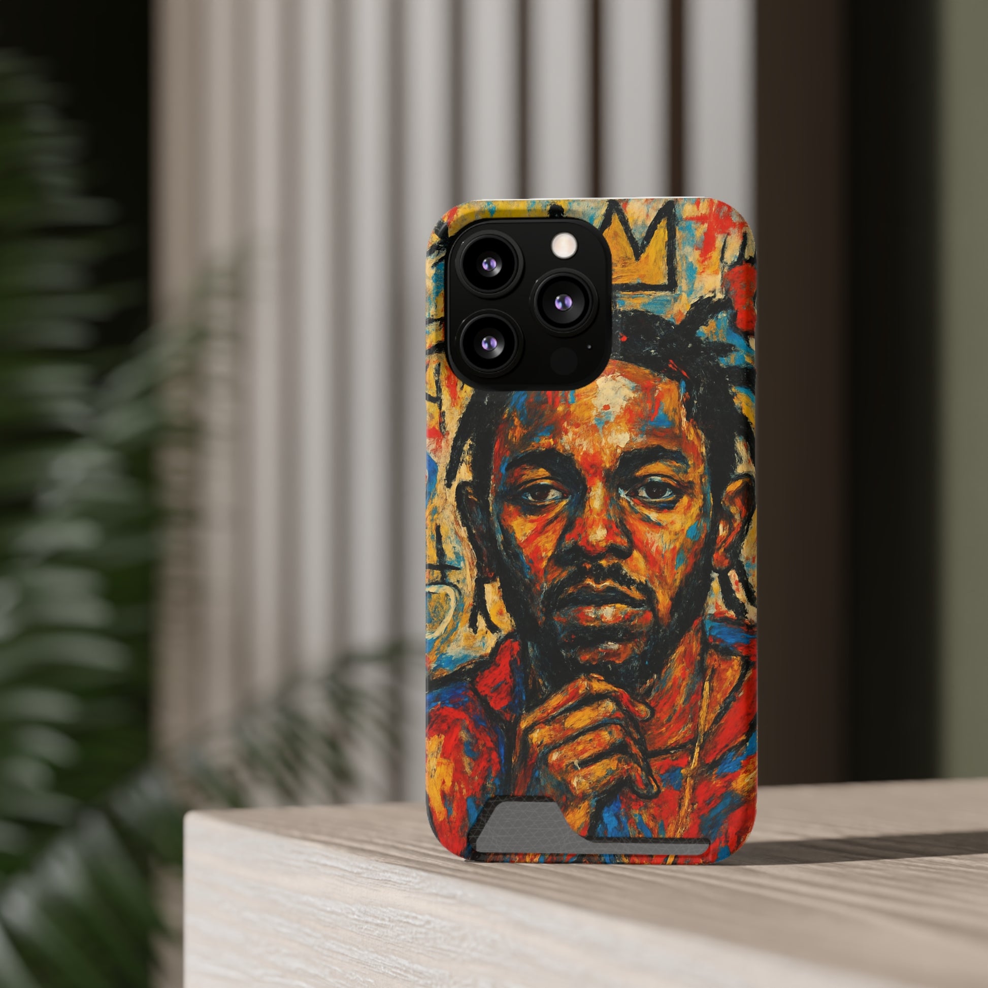 Kendrick Lamar Phone Case, Artistic Basquiat Style Card Holder Cover, Gift for Hip-Hop Fans, K Dot Unique Phone Accessory, Music Lover Essential