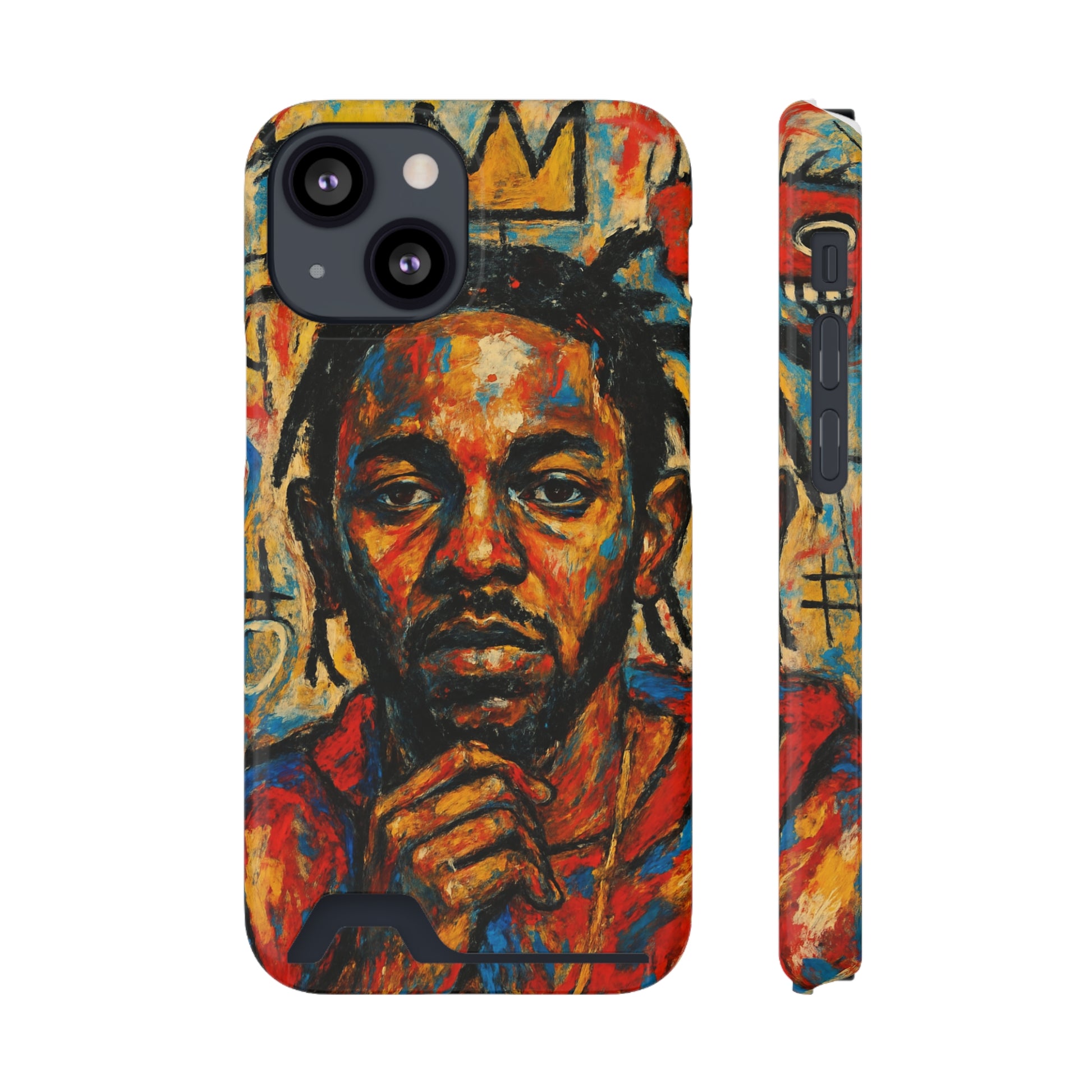 Kendrick Lamar Phone Case, Artistic Basquiat Style Card Holder Cover, Gift for Hip-Hop Fans, K Dot Unique Phone Accessory, Music Lover Essential