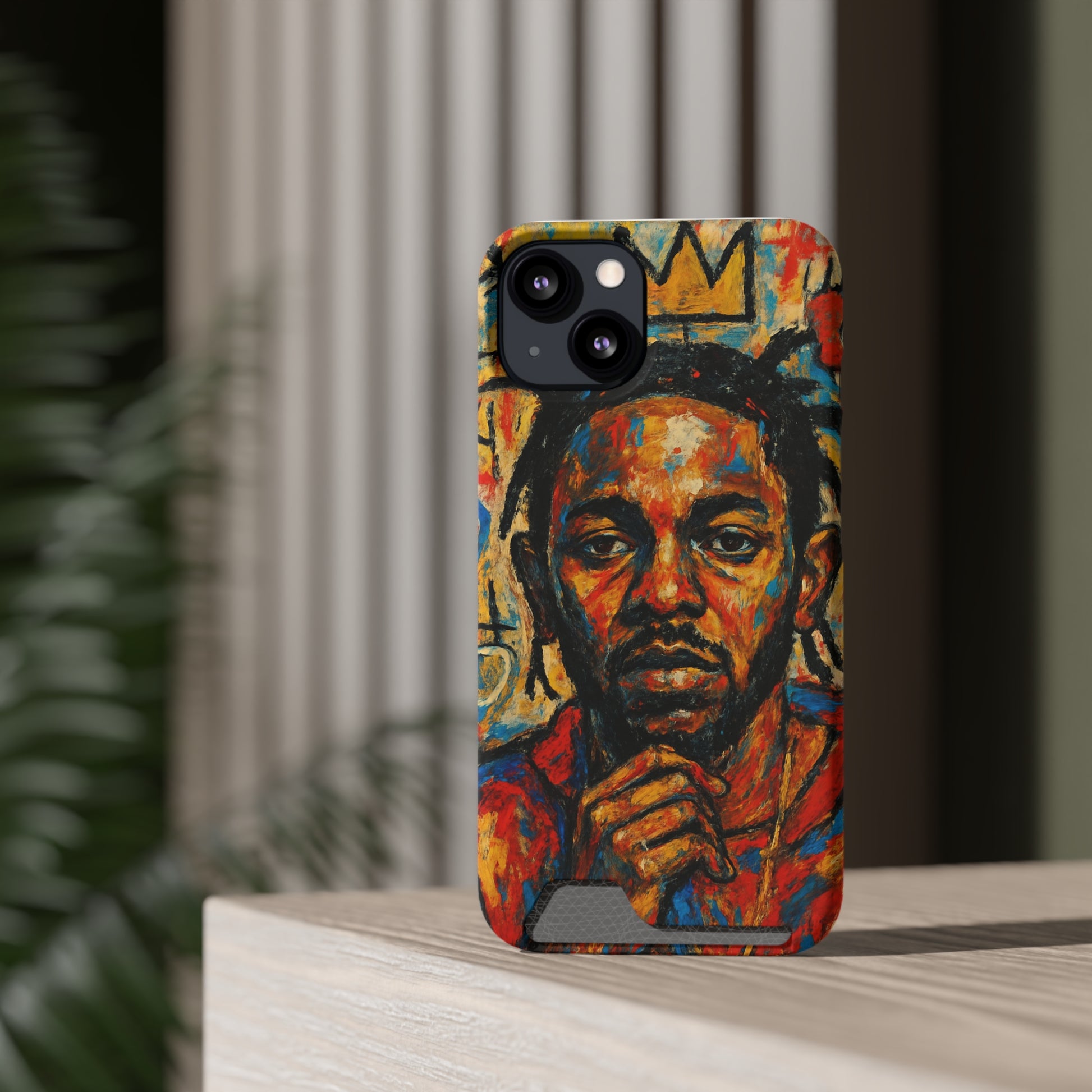 Kendrick Lamar Phone Case, Artistic Basquiat Style Card Holder Cover, Gift for Hip-Hop Fans, K Dot Unique Phone Accessory, Music Lover Essential