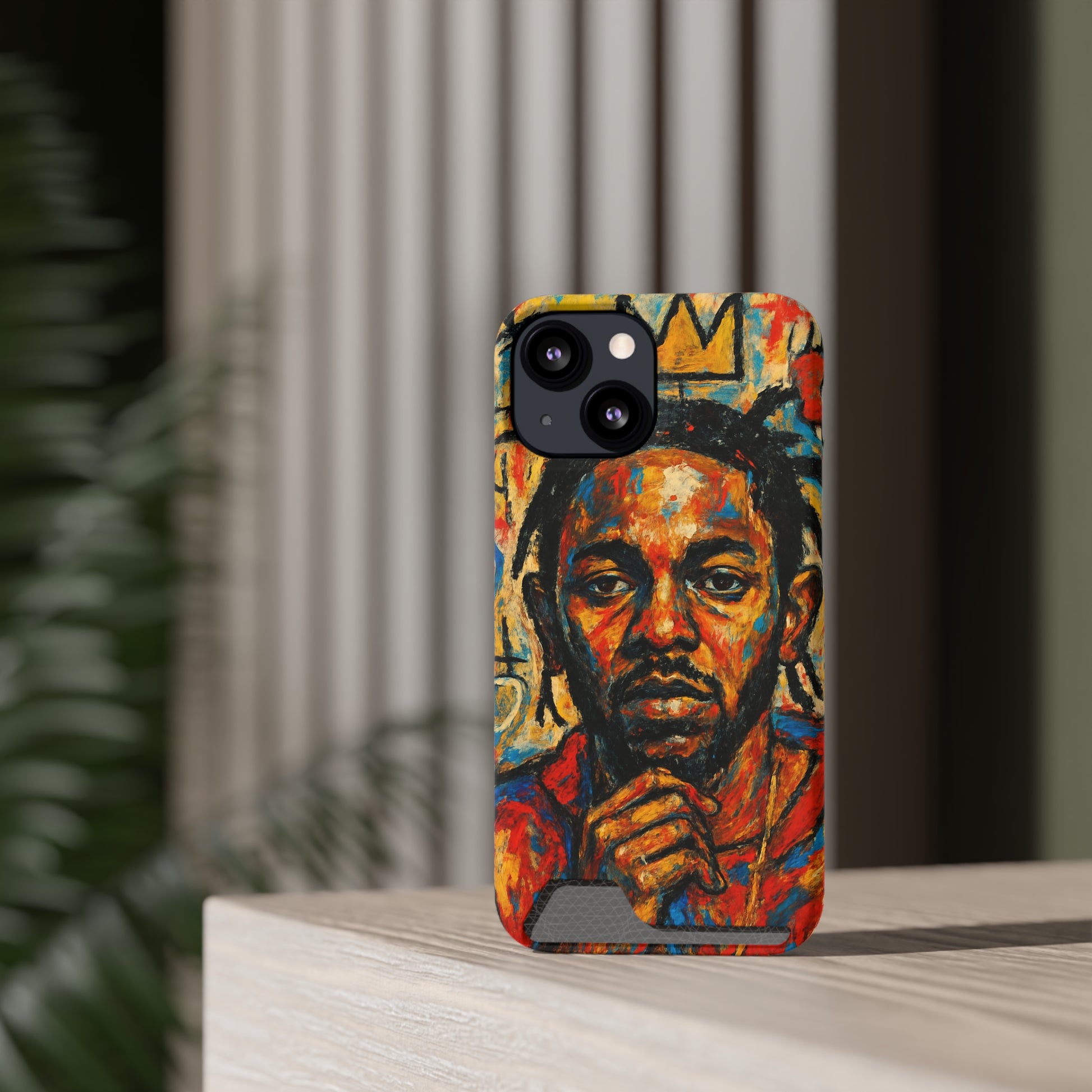 Kendrick Lamar Phone Case, Artistic Basquiat Style Card Holder Cover, Gift for Hip-Hop Fans, K Dot Unique Phone Accessory, Music Lover Essential
