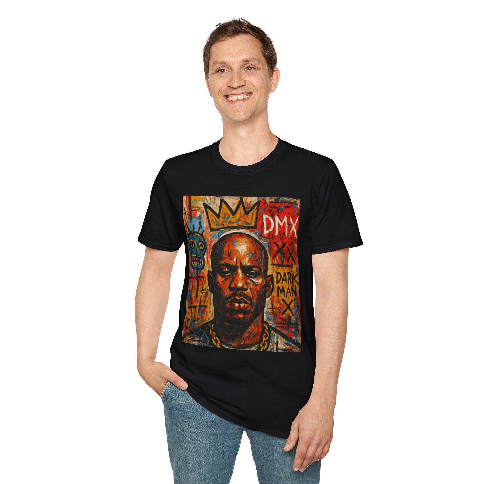 DMX Tribute Unisex Softstyle T-Shirt, Hip Hop Apparel, Musician Gift, Streetwear, Concert Outfit, Retro Graphic Tee, Basquiat Style