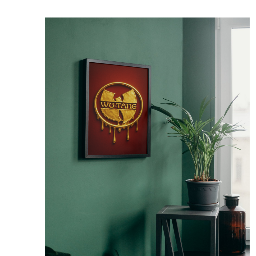 Hip Hop Wu Tang Poster - Iconic 3D Liquid Gold Wu Tang logo - Digital Download - Digital Print