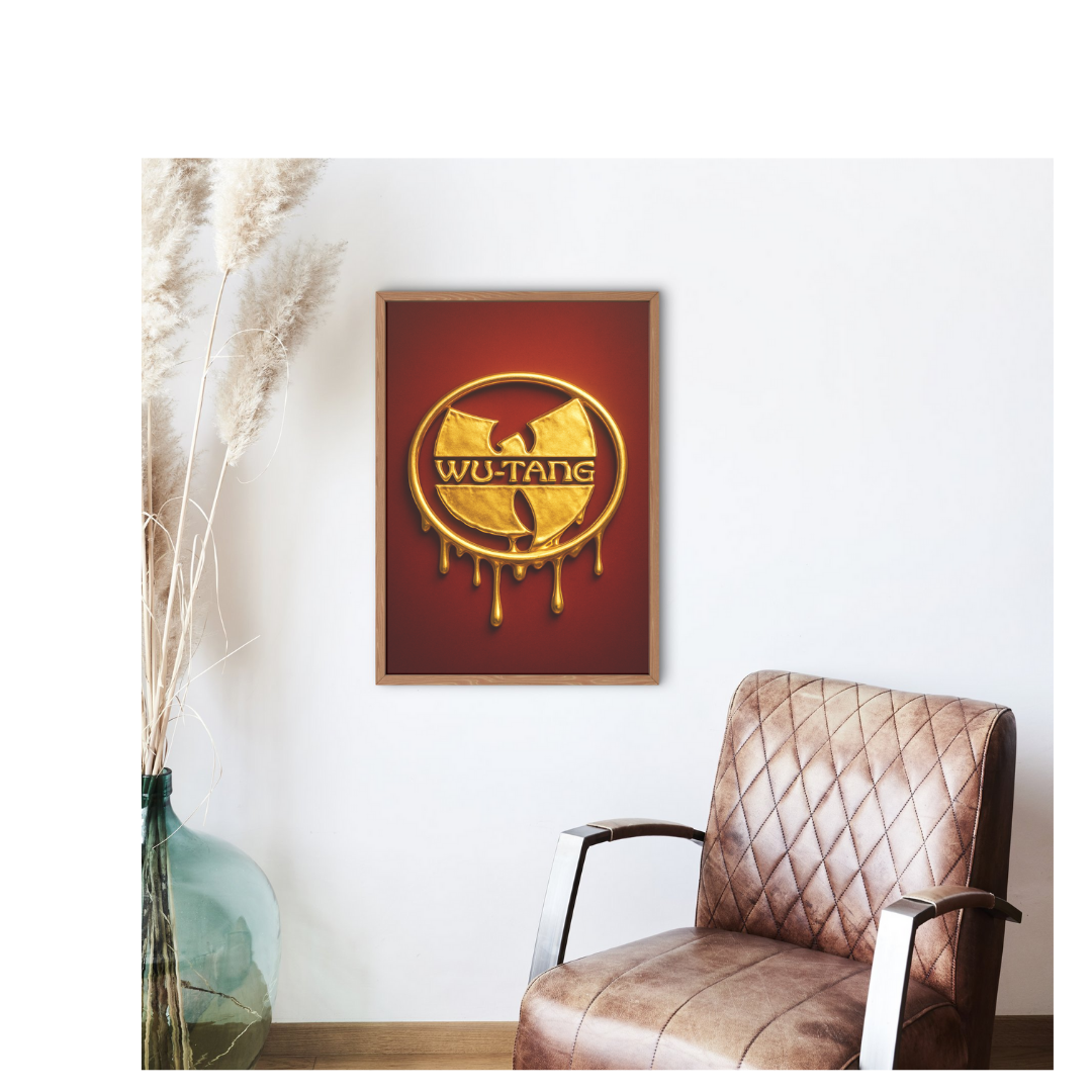 Hip Hop Wu Tang Poster - Iconic 3D Liquid Gold Wu Tang logo - Digital Download - Digital Print