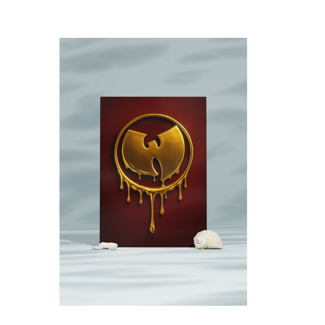 Hip Hop Wu Tang Poster - Iconic 3D Liquid Gold Wu logo - Digital Download - Digital Print