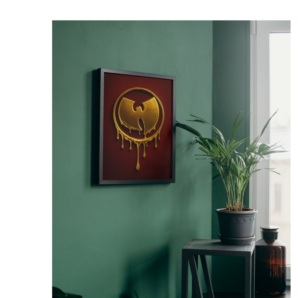 Hip Hop Wu Tang Poster - Iconic 3D Liquid Gold Wu logo - Digital Download - Digital Print