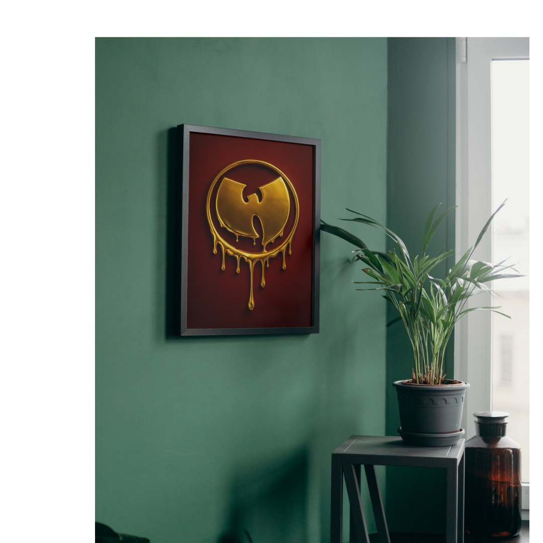 Hip Hop Wu Tang Poster - Iconic 3D Liquid Gold Wu logo - Digital Download - Digital Print