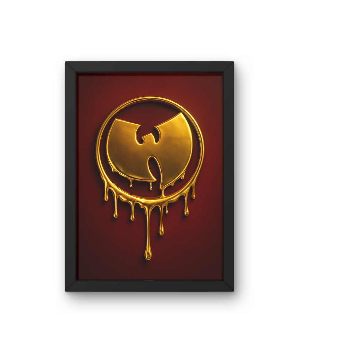 Hip Hop Wu Tang Poster - Iconic 3D Liquid Gold Wu logo - Digital Download - Digital Print
