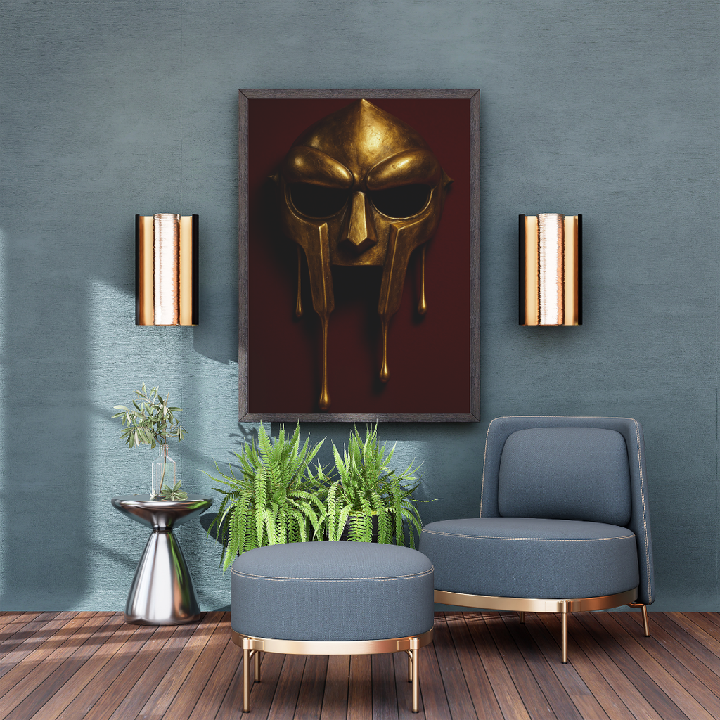 Hip Hop Legend MF DooM Poster - Iconic Gold DooM mask - Digital Download - Digital Print