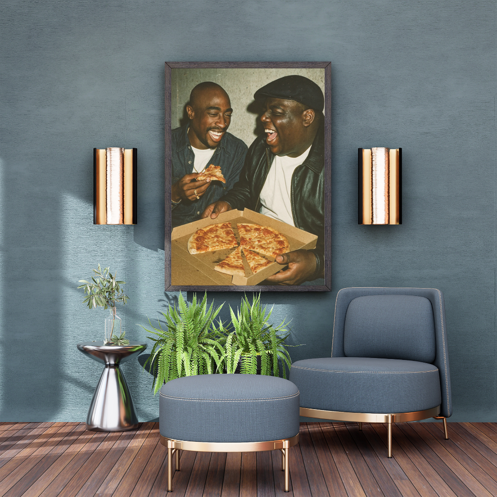 Hip Hop Legends Poster - Tupac and Notorious Big - Pizza between best friends  Digital Download - Digital Print