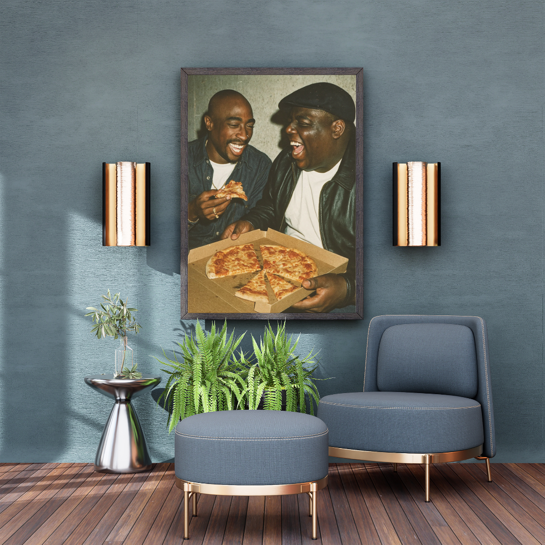 Hip Hop Legends Poster - Tupac and Notorious Big - Pizza between best friends  Digital Download - Digital Print