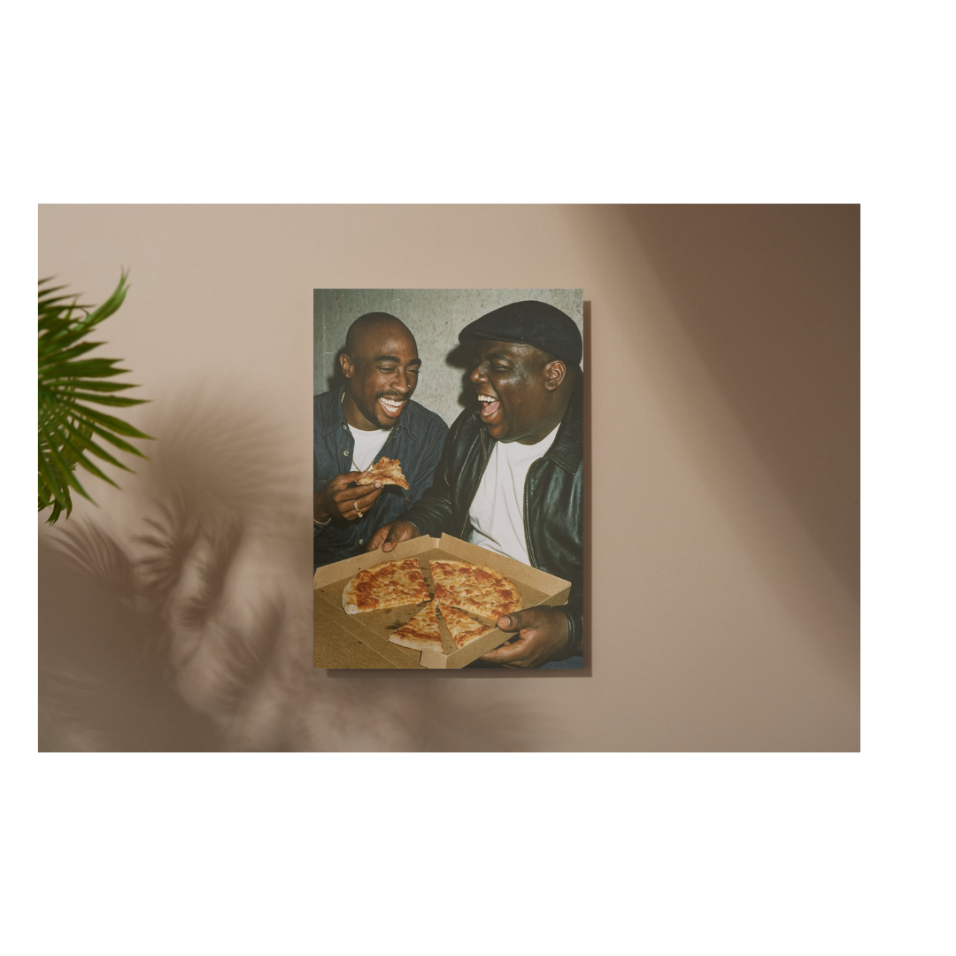 Hip Hop Legends Poster - Tupac and Notorious Big - Pizza between best friends  Digital Download - Digital Print