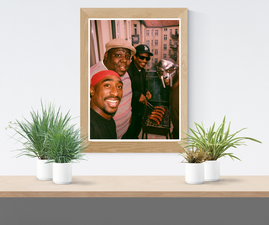 Hip Hop Legends Poster - Tupac, Notorious Big, MF Doom and Eazy E - BBQ between friends  Digital Download - Digital Print