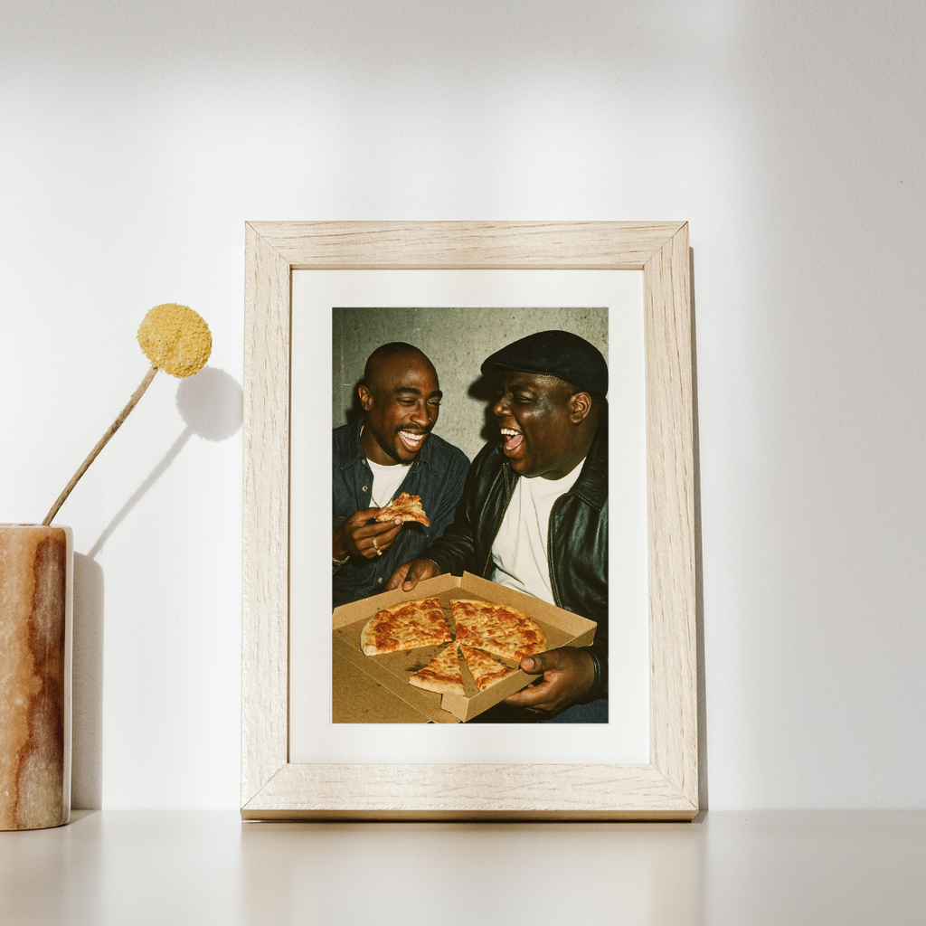 Hip Hop Legends Poster - Tupac and Notorious Big - Pizza between best friends  Digital Download - Digital Print