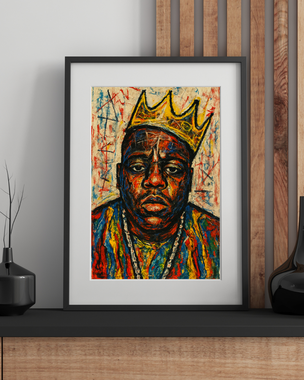 Notorious Big portrait – Basquiat Style Digital Art Print (Instant Download) Biggie Smalls